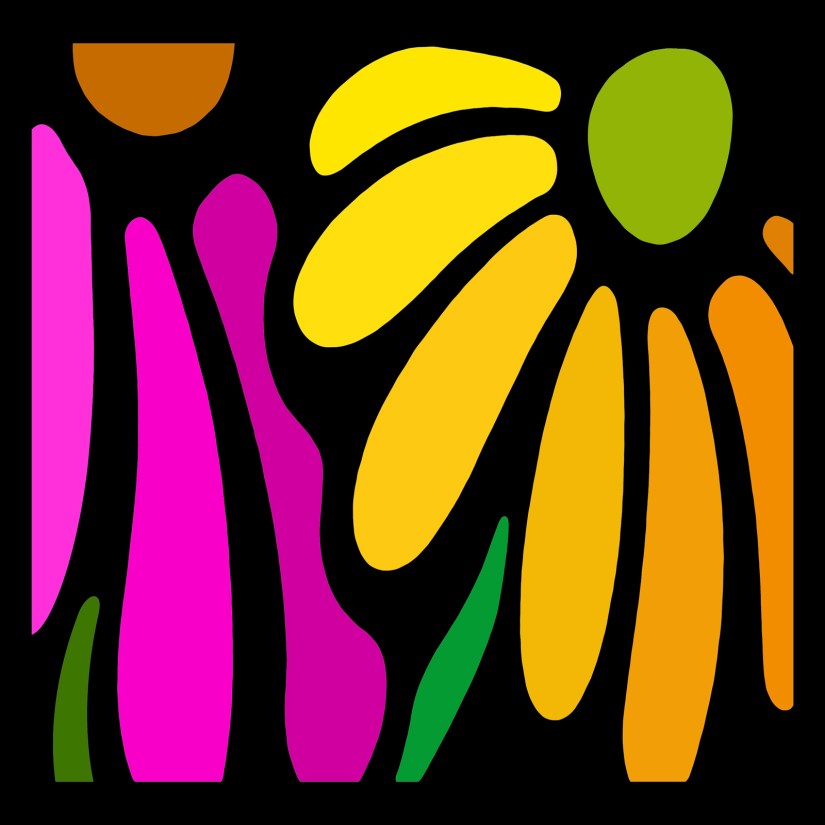 A vibrant Storytelling Art digital illustration of colourful flowers by Kingston Artist Portia “Po” Chapman, created as part of a 10-piece set for the City of Kingston Garage Art competition shortlist.