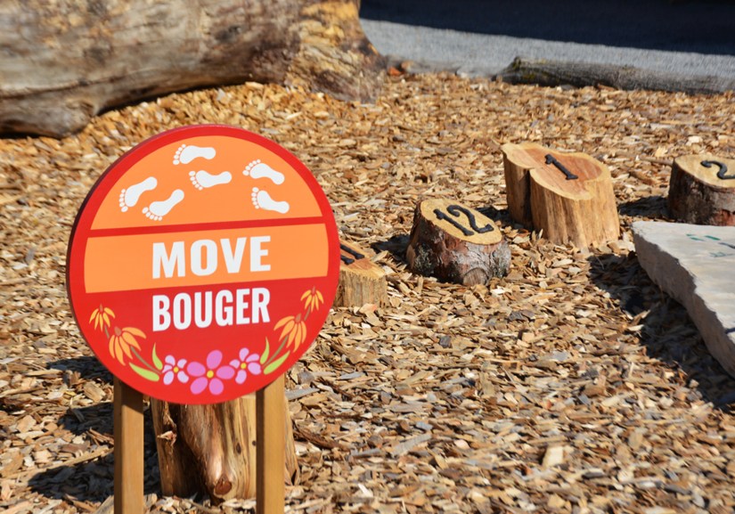 Sign "Move," is one of five sensory signs painted by Kingston artist Portia "Po" Chapman in the Base 31 Sensory Garden.